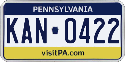 PA license plate KAN0422