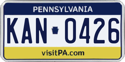 PA license plate KAN0426