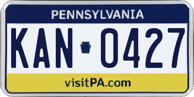 PA license plate KAN0427
