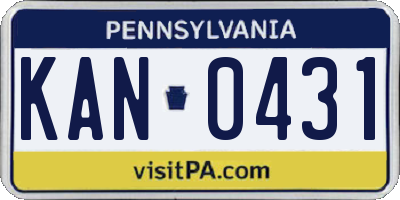 PA license plate KAN0431