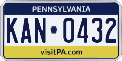 PA license plate KAN0432