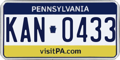 PA license plate KAN0433