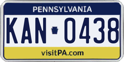 PA license plate KAN0438