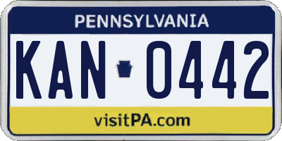 PA license plate KAN0442