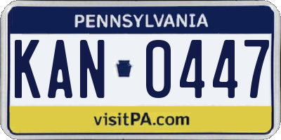 PA license plate KAN0447