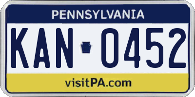 PA license plate KAN0452