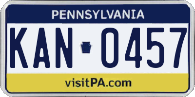 PA license plate KAN0457