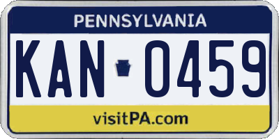 PA license plate KAN0459