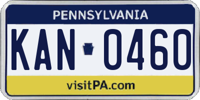 PA license plate KAN0460
