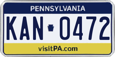 PA license plate KAN0472