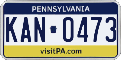 PA license plate KAN0473