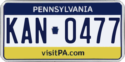 PA license plate KAN0477