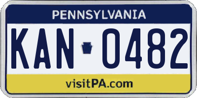 PA license plate KAN0482