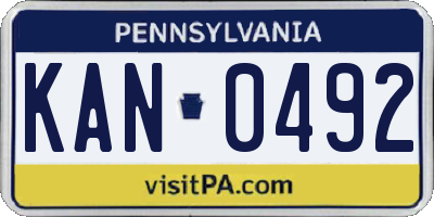 PA license plate KAN0492