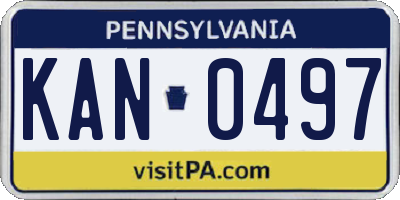 PA license plate KAN0497