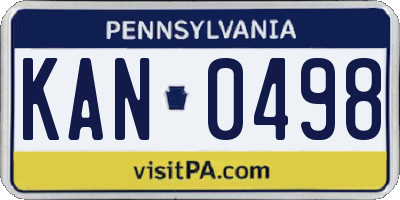 PA license plate KAN0498