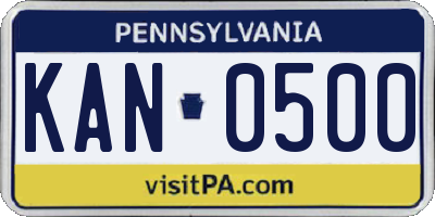 PA license plate KAN0500