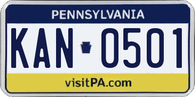 PA license plate KAN0501