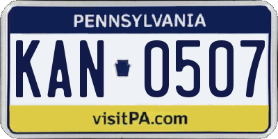 PA license plate KAN0507