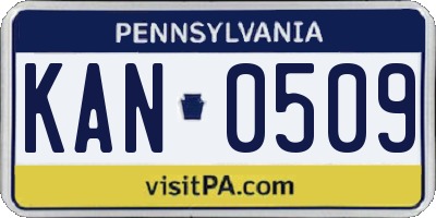 PA license plate KAN0509