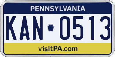 PA license plate KAN0513