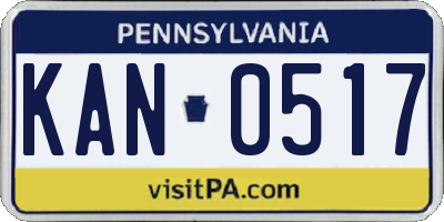 PA license plate KAN0517