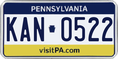 PA license plate KAN0522