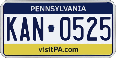 PA license plate KAN0525