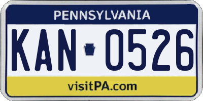 PA license plate KAN0526