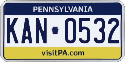PA license plate KAN0532