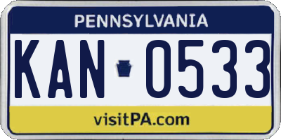 PA license plate KAN0533