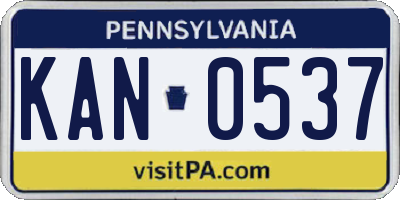 PA license plate KAN0537