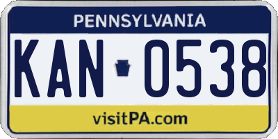 PA license plate KAN0538