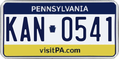 PA license plate KAN0541