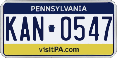 PA license plate KAN0547