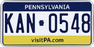 PA license plate KAN0548