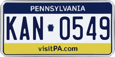 PA license plate KAN0549