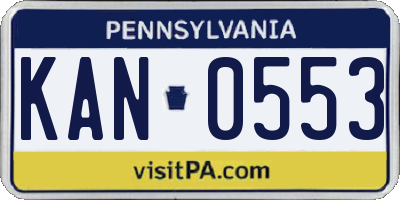 PA license plate KAN0553