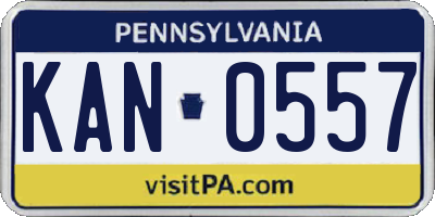 PA license plate KAN0557
