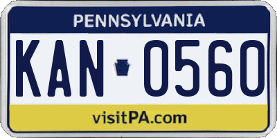 PA license plate KAN0560