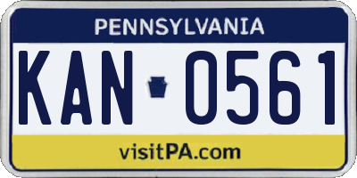 PA license plate KAN0561