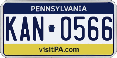 PA license plate KAN0566