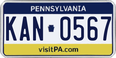 PA license plate KAN0567