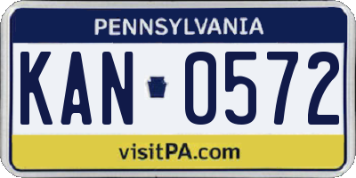 PA license plate KAN0572