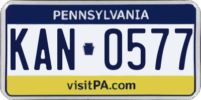 PA license plate KAN0577