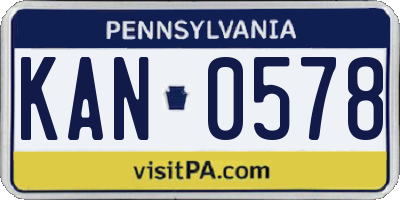 PA license plate KAN0578