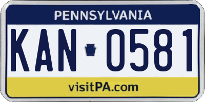 PA license plate KAN0581