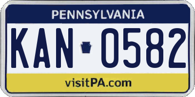 PA license plate KAN0582