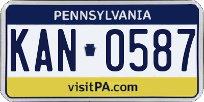 PA license plate KAN0587