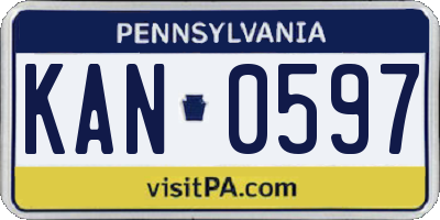 PA license plate KAN0597